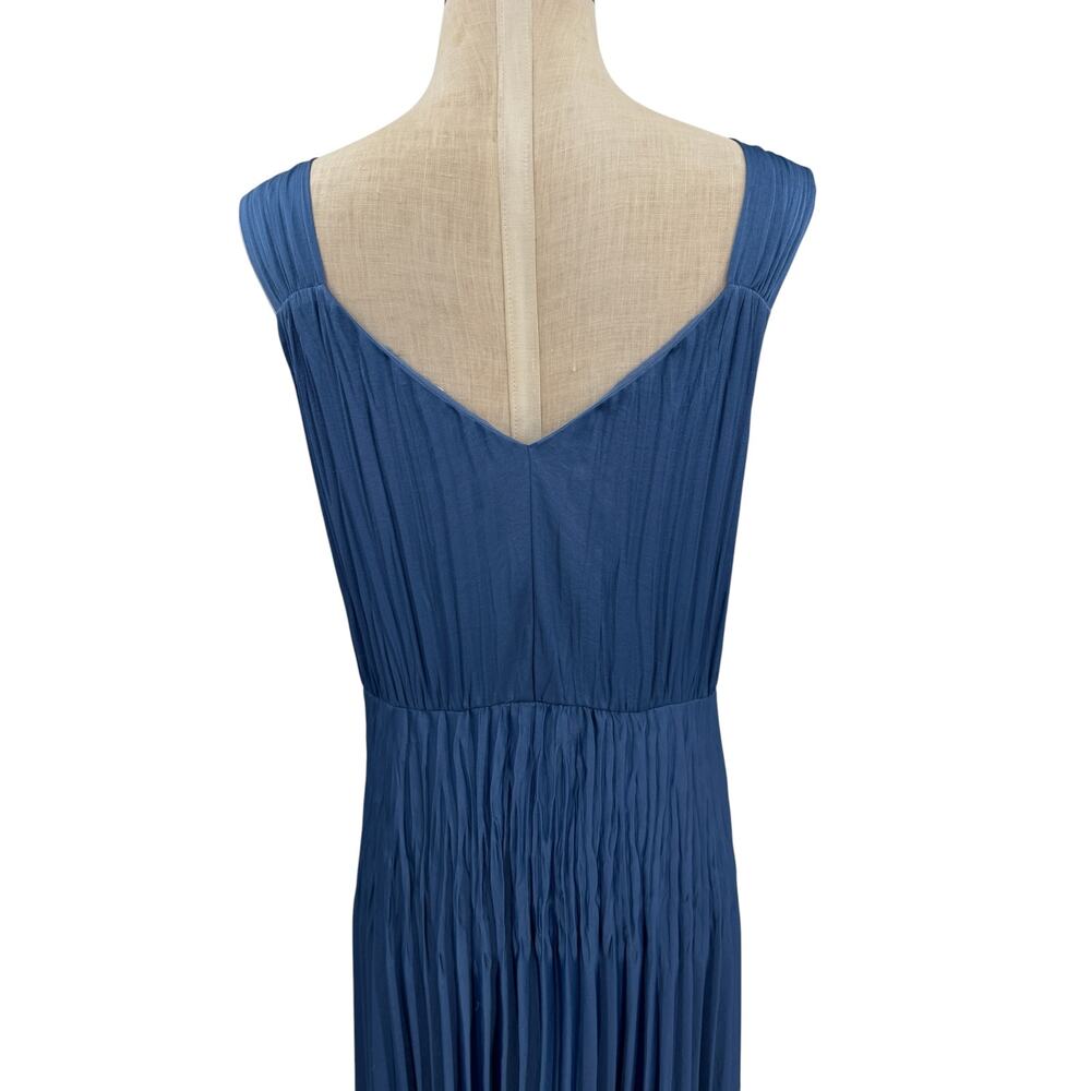 Vince Hydrangea Blue Pleated Midi Dress Sleeveless V-Neck Size Small - Picture 9 of 13